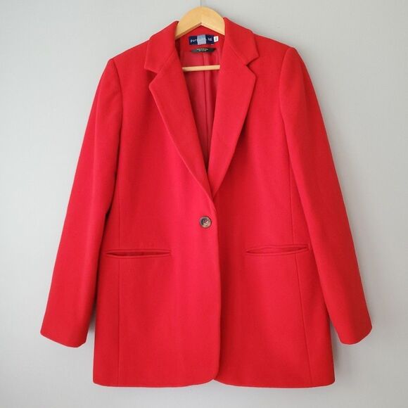 Pursuits LTD Red Wool Cashmere Blend Vintage Blazer Front Pockets Womens 10 - Picture 9 of 9